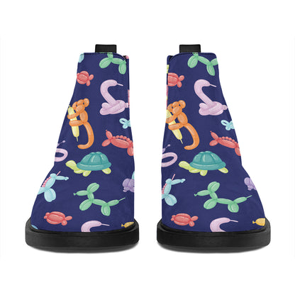 Animal Balloon Pattern Print Flat Ankle Boots