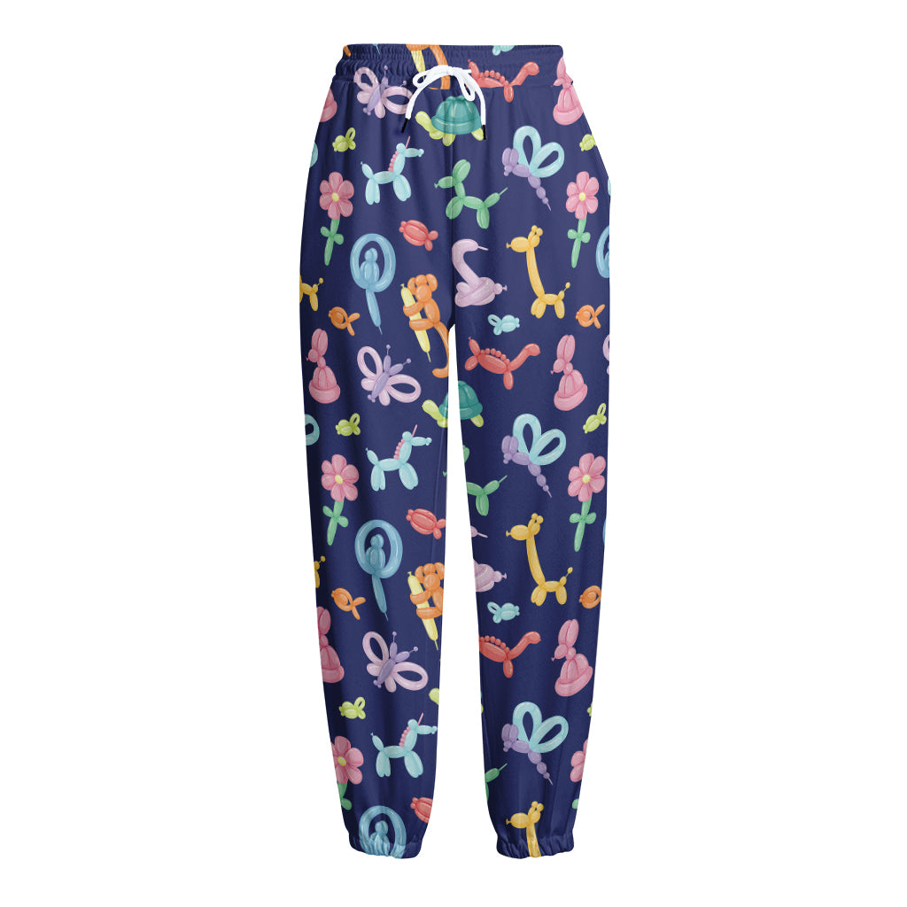 Animal Balloon Pattern Print Fleece Lined Knit Pants