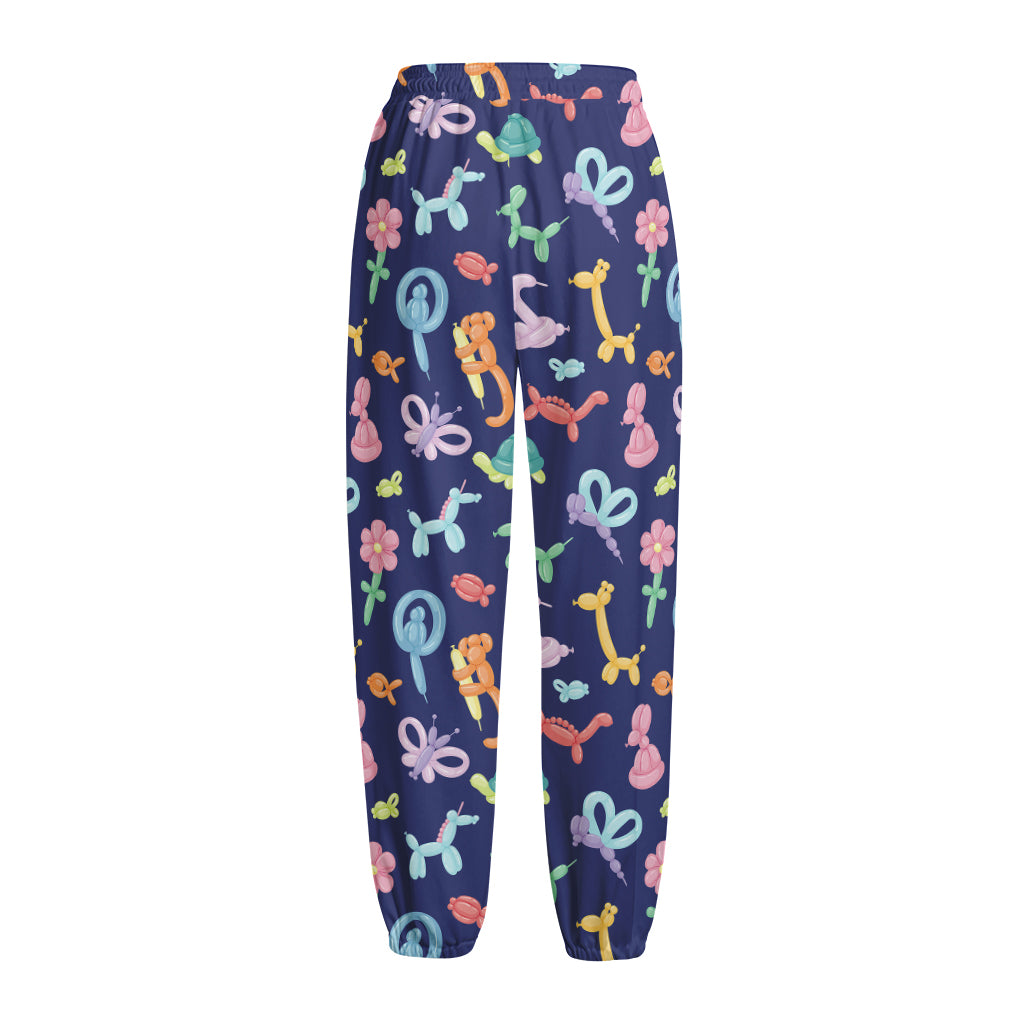 Animal Balloon Pattern Print Fleece Lined Knit Pants