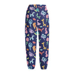 Animal Balloon Pattern Print Fleece Lined Knit Pants