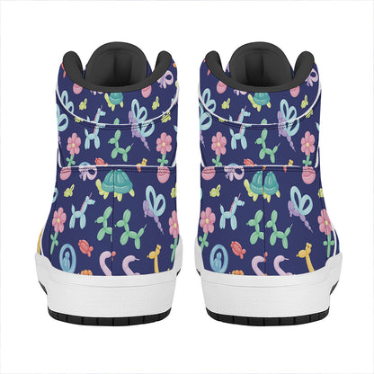 Animal Balloon Pattern Print High Top Leather Sneakers