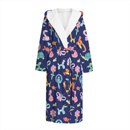 Animal Balloon Pattern Print Hooded Bathrobe