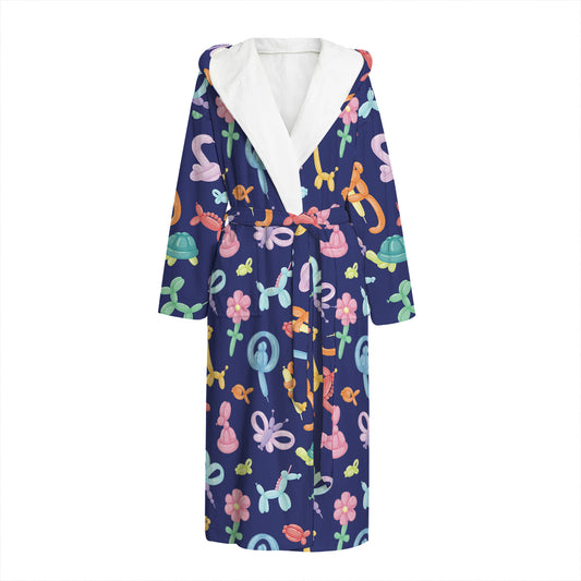 Animal Balloon Pattern Print Hooded Bathrobe
