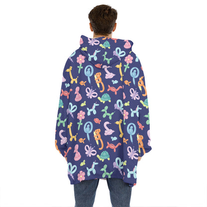 Animal Balloon Pattern Print Hoodie Blanket