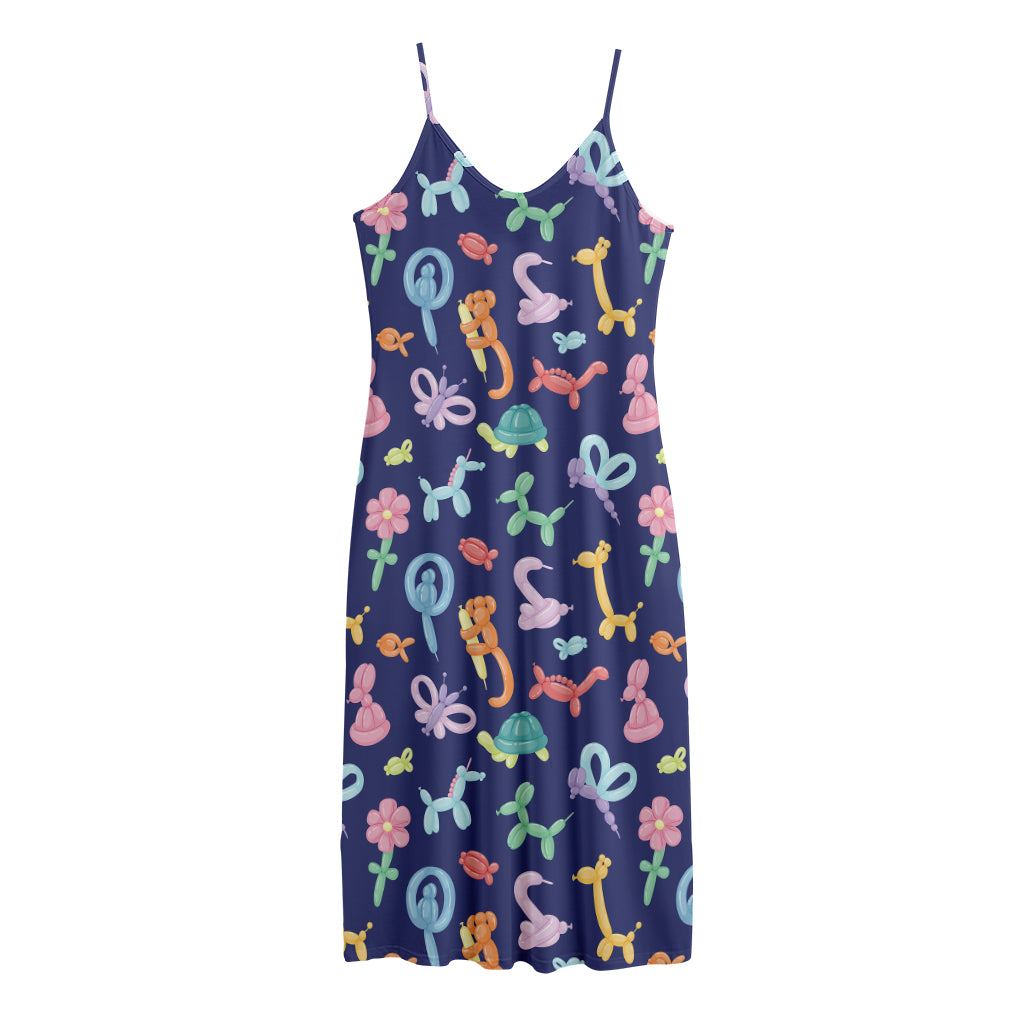 Animal Balloon Pattern Print Jersey Midi Cami Dress