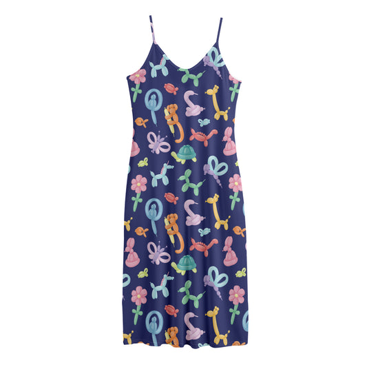 Animal Balloon Pattern Print Jersey Midi Cami Dress