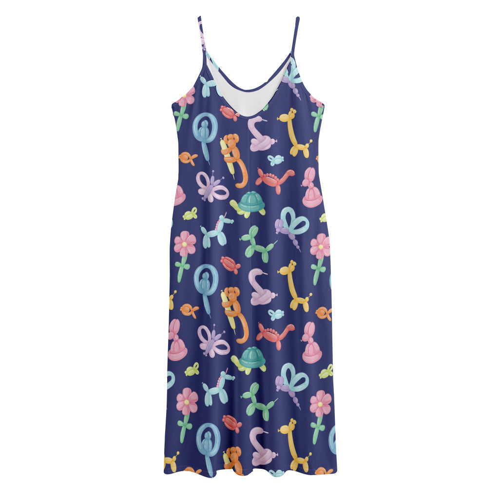 Animal Balloon Pattern Print Jersey Midi Cami Dress