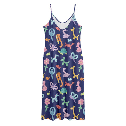 Animal Balloon Pattern Print Jersey Midi Cami Dress