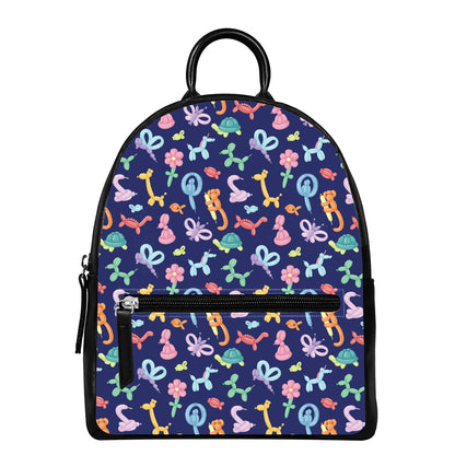 Animal Balloon Pattern Print Leather Backpack