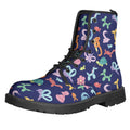 Animal Balloon Pattern Print Lace-Up Boots