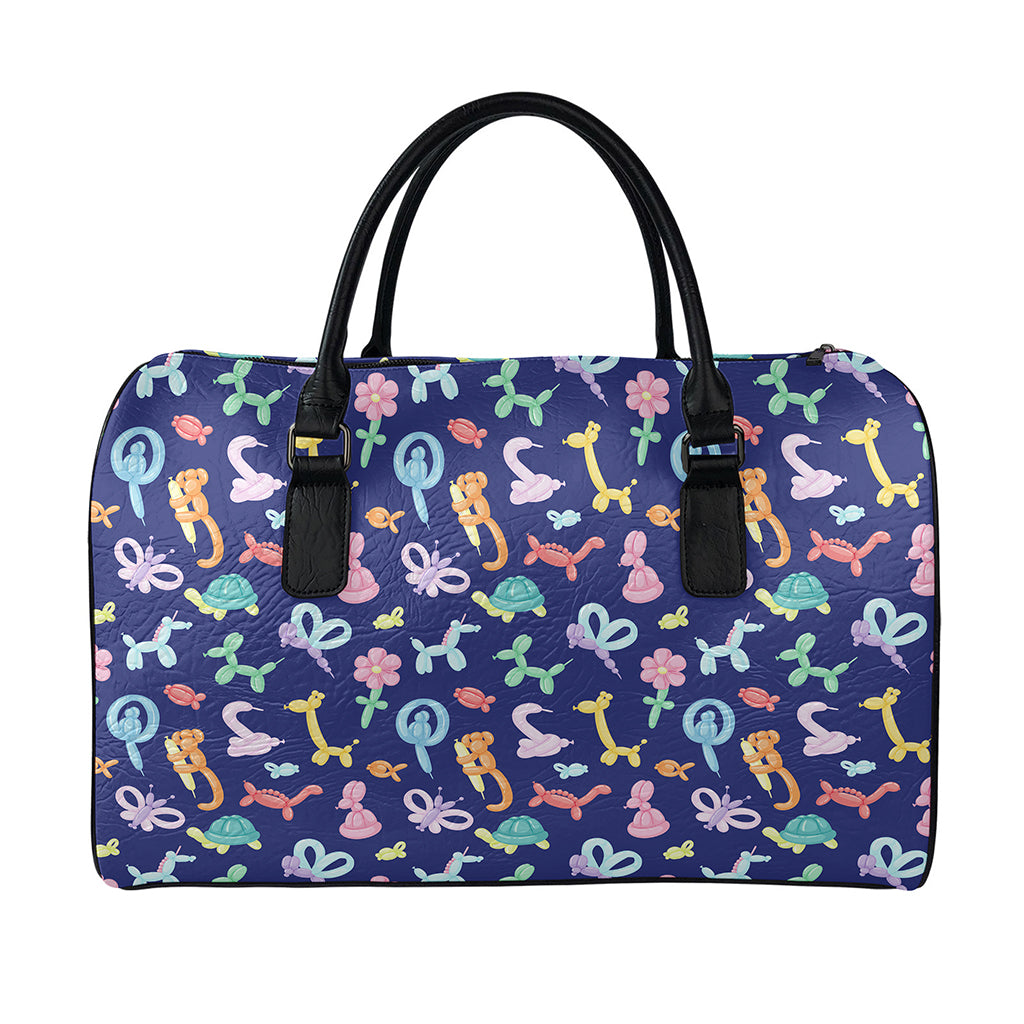 Animal Balloon Pattern Print Leather Duffle Bag