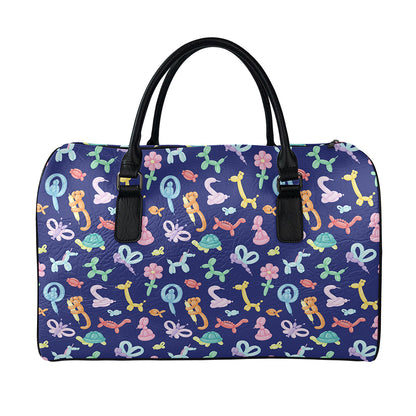 Animal Balloon Pattern Print Leather Duffle Bag