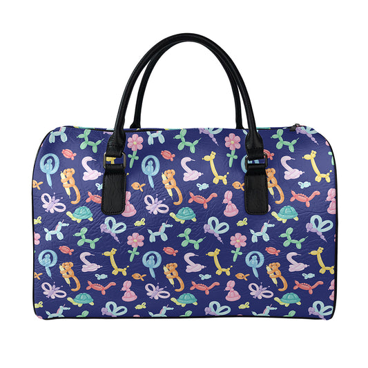 Animal Balloon Pattern Print Leather Duffle Bag