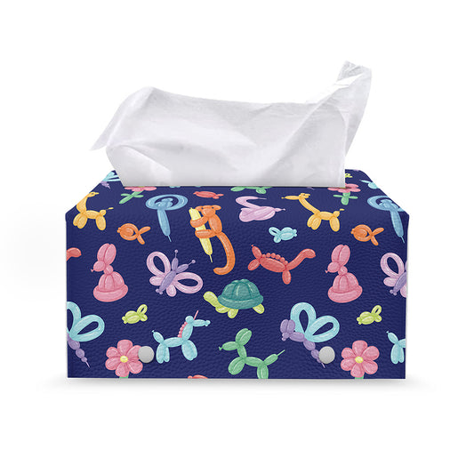 Animal Balloon Pattern Print Leather Tissue Box Cover