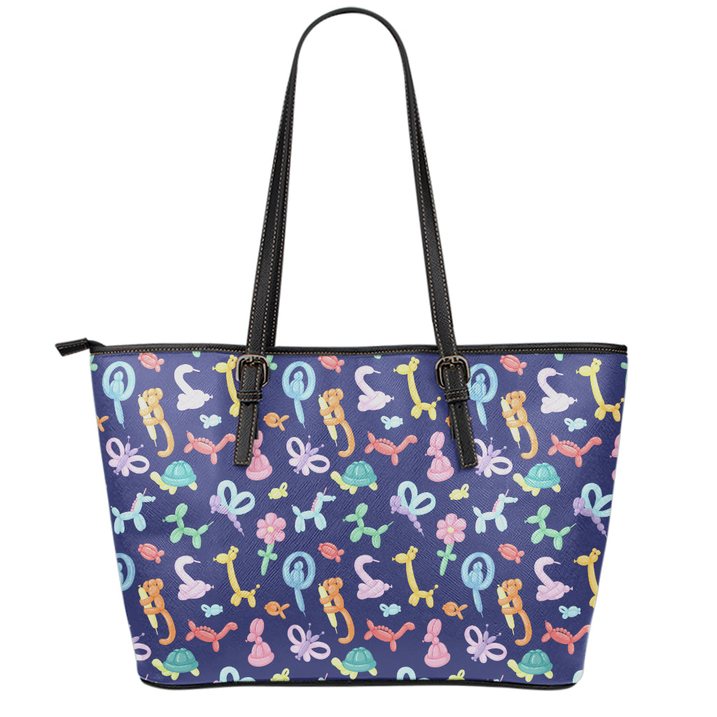 Animal Balloon Pattern Print Leather Tote Bag