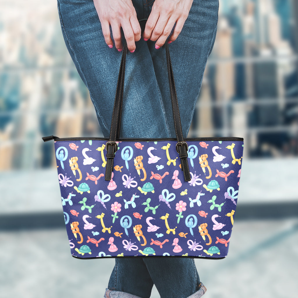 Animal Balloon Pattern Print Leather Tote Bag