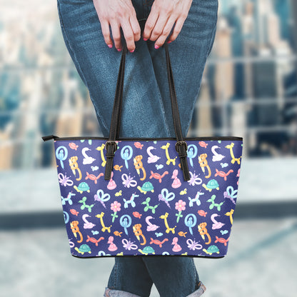 Animal Balloon Pattern Print Leather Tote Bag