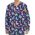 Animal Balloon Pattern Print Long Sleeve Baseball Jersey