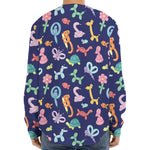 Animal Balloon Pattern Print Long Sleeve Baseball Jersey