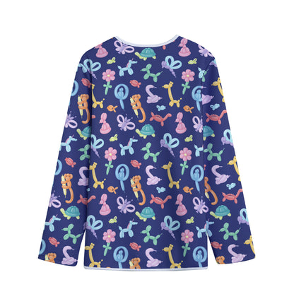 Animal Balloon Pattern Print Long Sleeve Short Coat