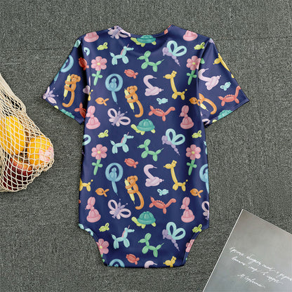 Animal Balloon Pattern Print Men's Bodysuit
