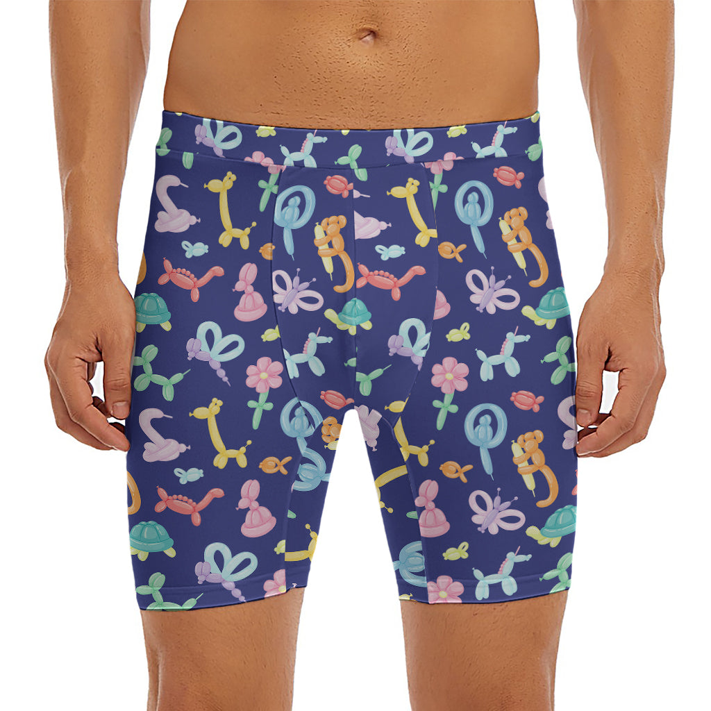 Animal Balloon Pattern Print Men's Long Boxer Briefs