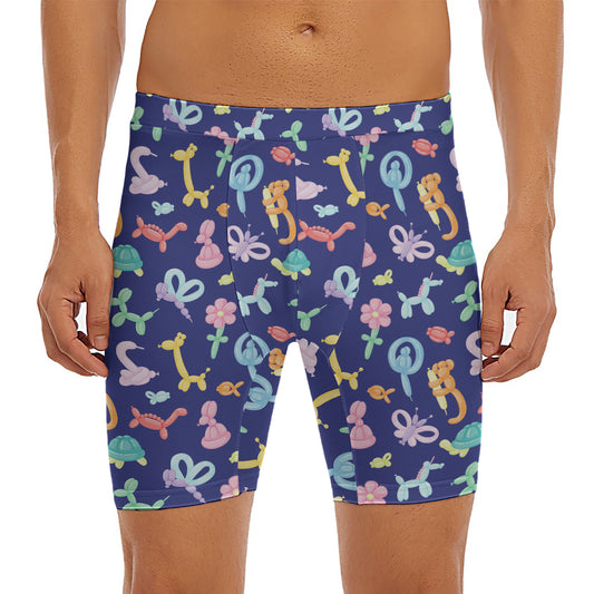 Animal Balloon Pattern Print Men's Long Boxer Briefs