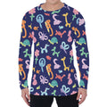 Animal Balloon Pattern Print Men's Long Sleeve T-Shirt