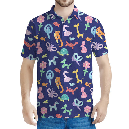 Animal Balloon Pattern Print Men's Polo Shirt