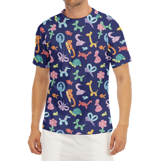 Animal Balloon Pattern Print Men's Short Sleeve Rash Guard