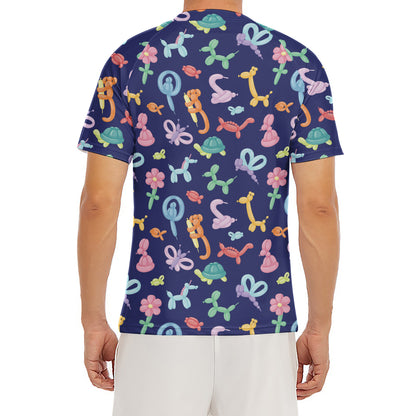Animal Balloon Pattern Print Men's Short Sleeve Rash Guard