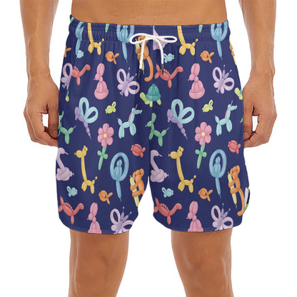 Animal Balloon Pattern Print Men's Split Running Shorts
