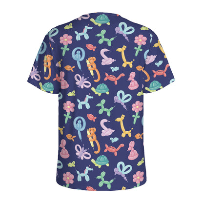 Animal Balloon Pattern Print Men's Sports T-Shirt