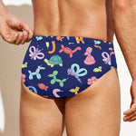 Animal Balloon Pattern Print Men's Swim Briefs