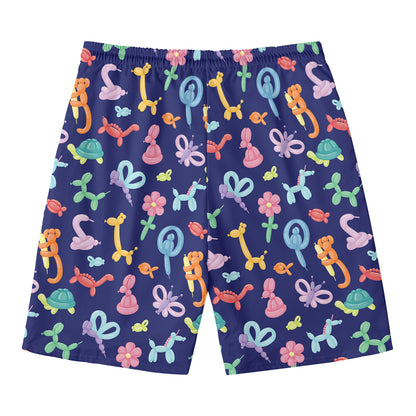 Animal Balloon Pattern Print Men's Swim Trunks