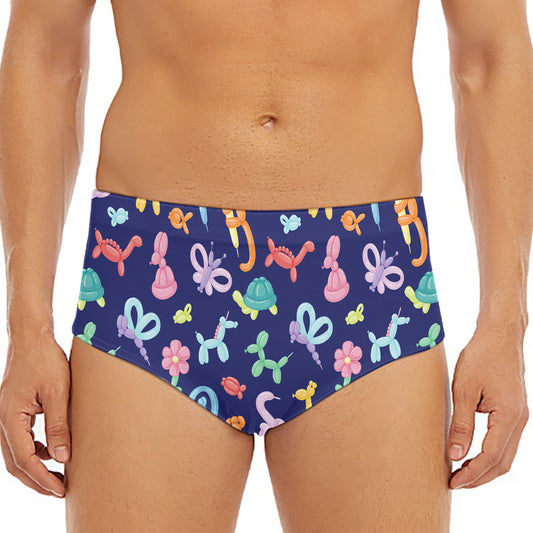 Animal Balloon Pattern Print Men's Triangle Swim Briefs
