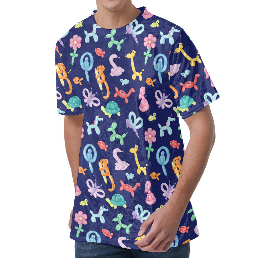 Animal Balloon Pattern Print Men's Velvet T-Shirt