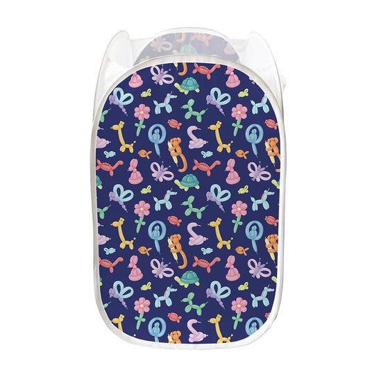 Animal Balloon Pattern Print Mesh Laundry Hamper