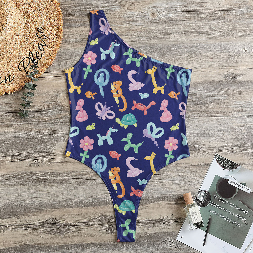 Animal Balloon Pattern Print One Shoulder Bodysuit