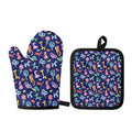 Animal Balloon Pattern Print Oven Mitt And Pot Holder Set