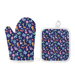 Animal Balloon Pattern Print Oven Mitt And Pot Holder Set