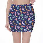 Animal Balloon Pattern Print Pencil Mini Skirt