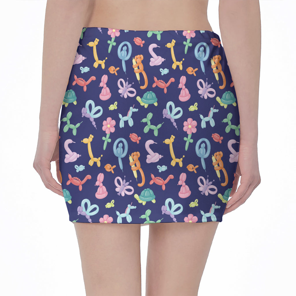 Animal Balloon Pattern Print Pencil Mini Skirt
