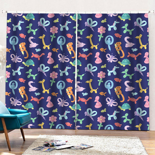 Animal Balloon Pattern Print Pencil Pleat Curtains