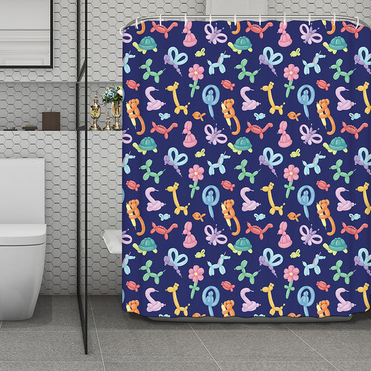 Animal Balloon Pattern Print Polyester Shower Curtain
