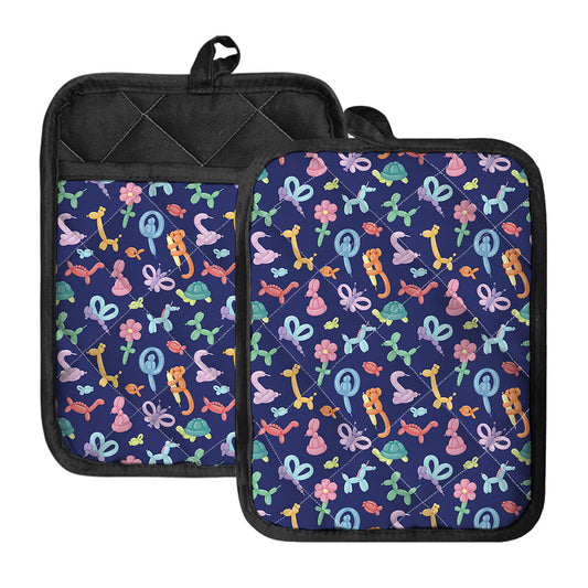Animal Balloon Pattern Print Pot Holders With Pocket