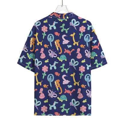 Animal Balloon Pattern Print Rayon Hawaiian Shirt