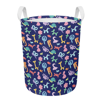Animal Balloon Pattern Print Round Laundry Basket