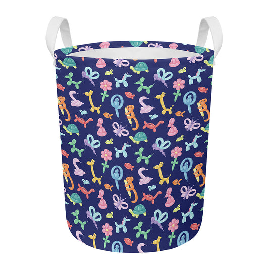 Animal Balloon Pattern Print Round Laundry Basket