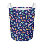 Animal Balloon Pattern Print Round Laundry Basket